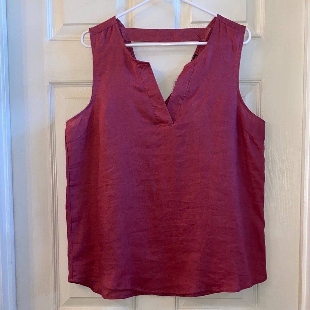 Harve Benard Pure Linen Blush Red Sleeveless Tank Top NWTs - Picture 3 of 10